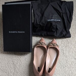 Women's Elisabetta Franchi Tan Flats Size 38